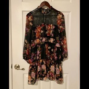 Zara Floral Combined Lace Dress with Ruffles